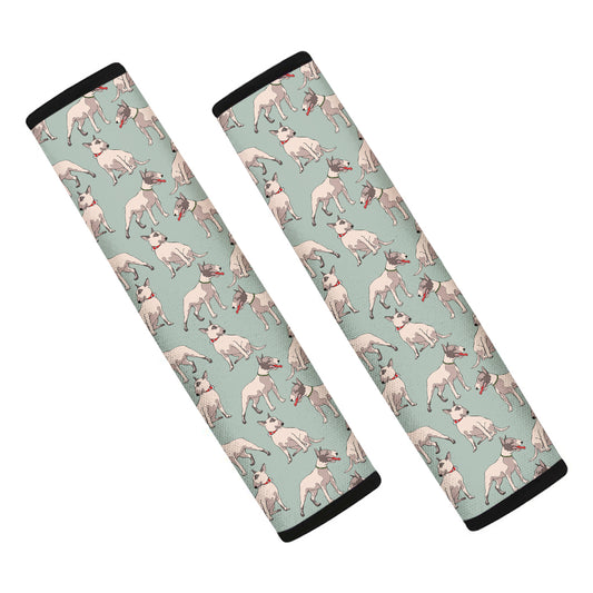 Laurel Green Bull Terrier Pattern Print Car Seat Belt Covers