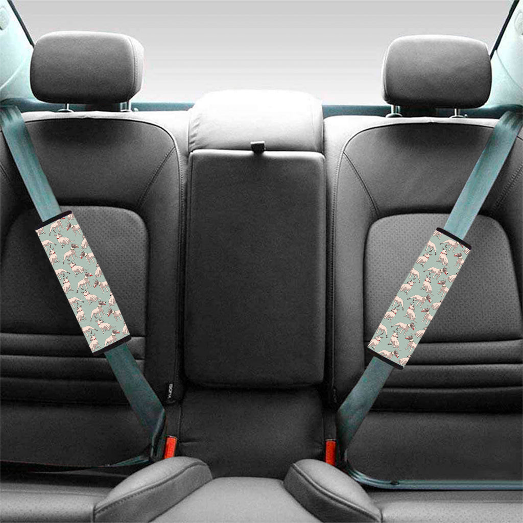 Laurel Green Bull Terrier Pattern Print Car Seat Belt Covers