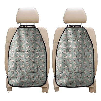 Laurel Green Bull Terrier Pattern Print Car Seat Organizers