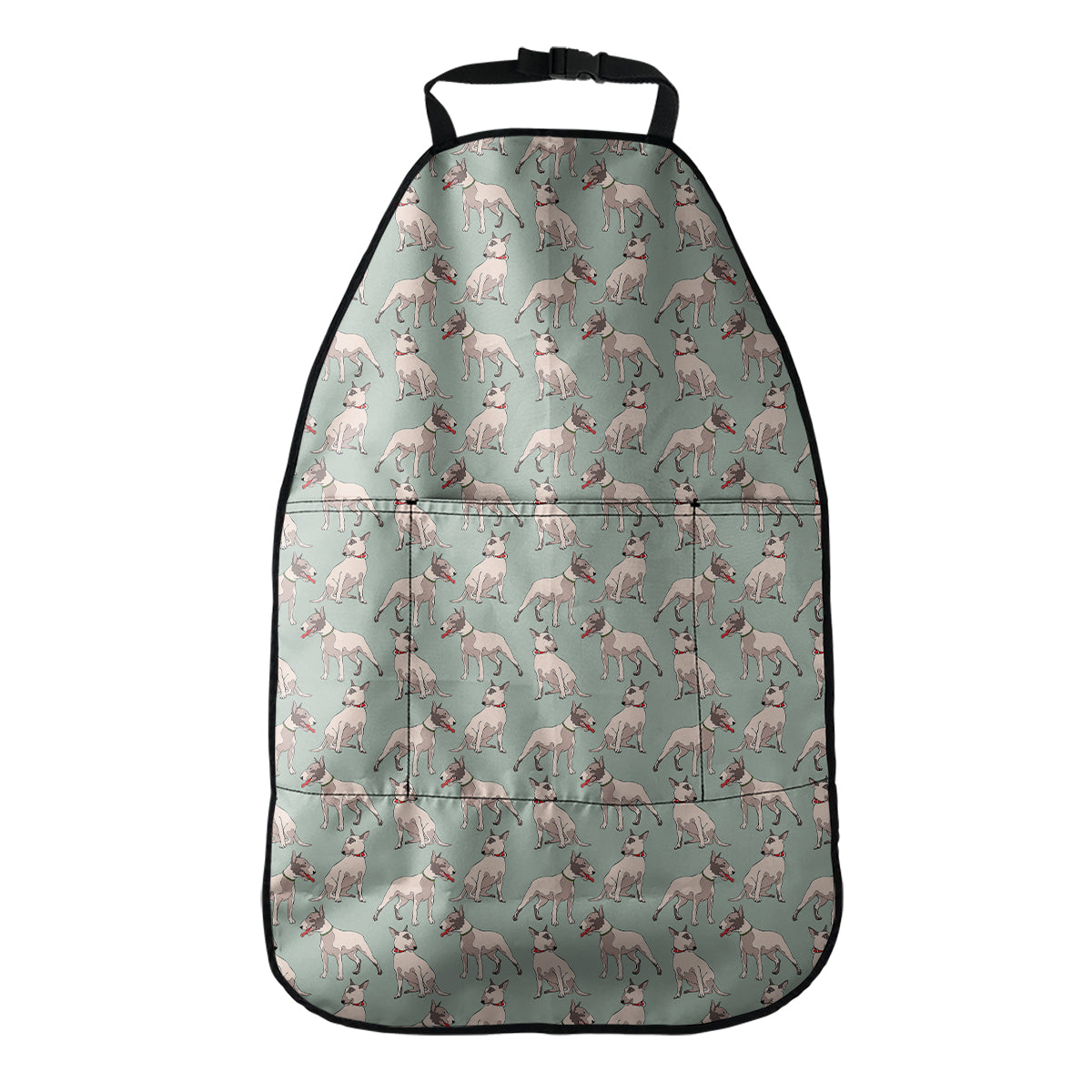 Laurel Green Bull Terrier Pattern Print Car Seat Organizers