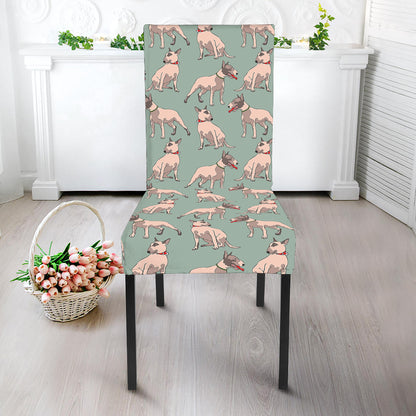 Laurel Green Bull Terrier Pattern Print Dining Chair Slipcover