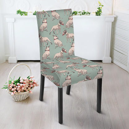 Laurel Green Bull Terrier Pattern Print Dining Chair Slipcover