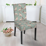 Laurel Green Bull Terrier Pattern Print Dining Chair Slipcover