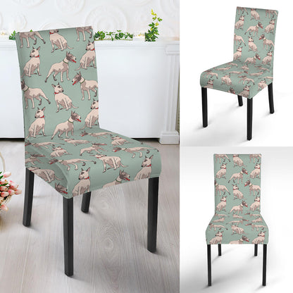 Laurel Green Bull Terrier Pattern Print Dining Chair Slipcover