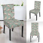 Laurel Green Bull Terrier Pattern Print Dining Chair Slipcover