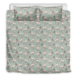 Laurel Green Bull Terrier Pattern Print Duvet Cover Bedding Set