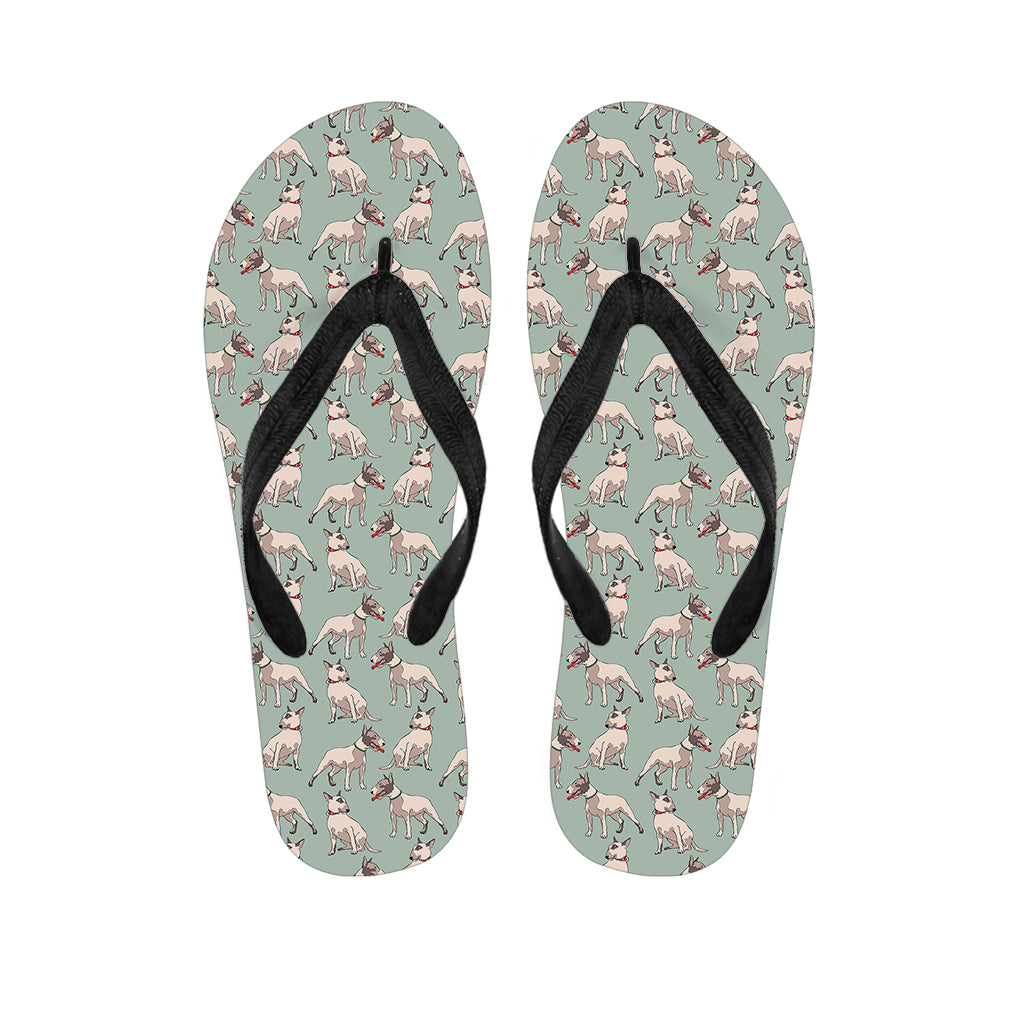Laurel Green Bull Terrier Pattern Print Flip Flops