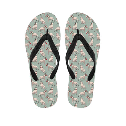 Laurel Green Bull Terrier Pattern Print Flip Flops