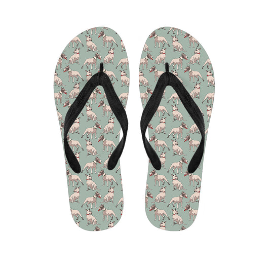 Laurel Green Bull Terrier Pattern Print Flip Flops