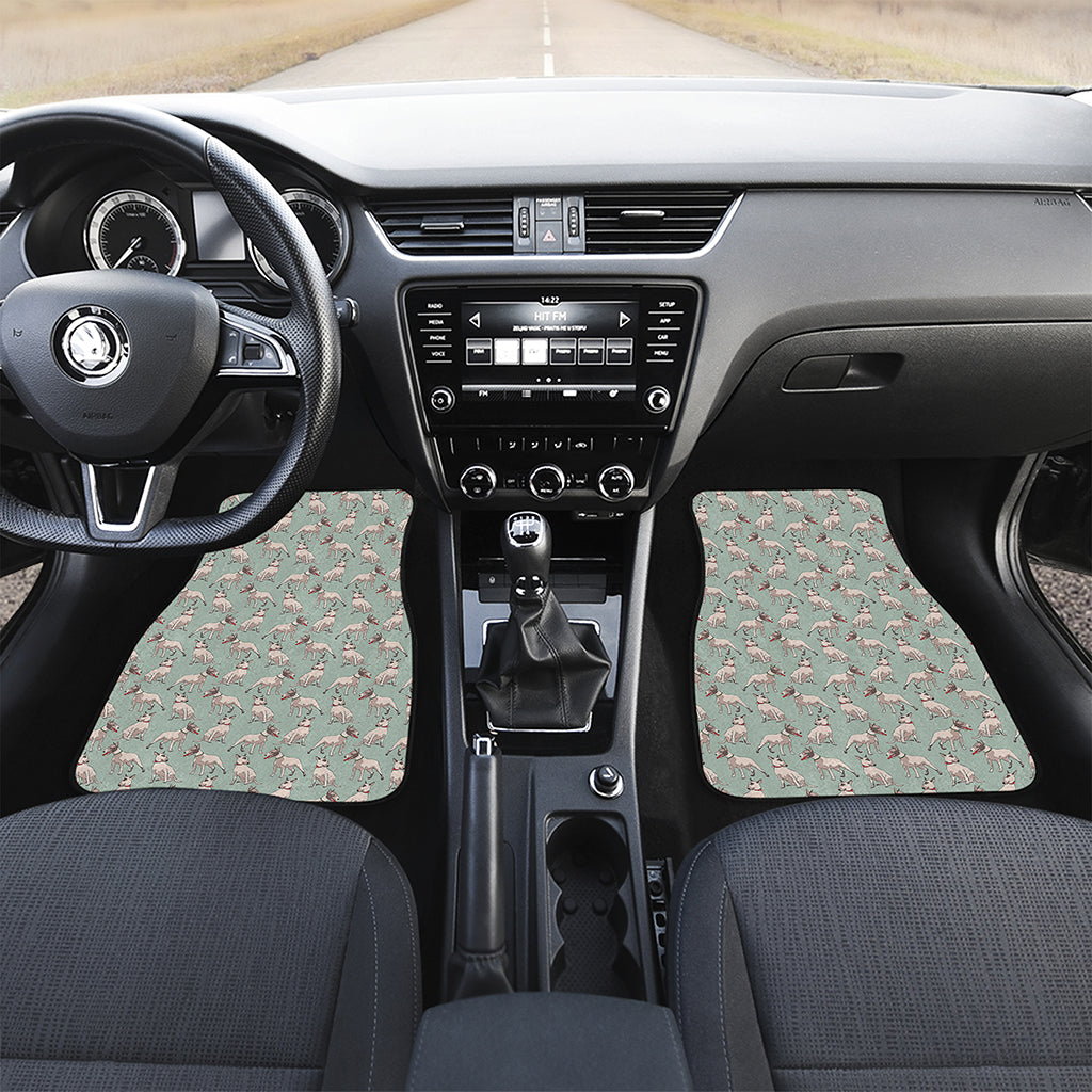 Laurel Green Bull Terrier Pattern Print Front and Back Car Floor Mats