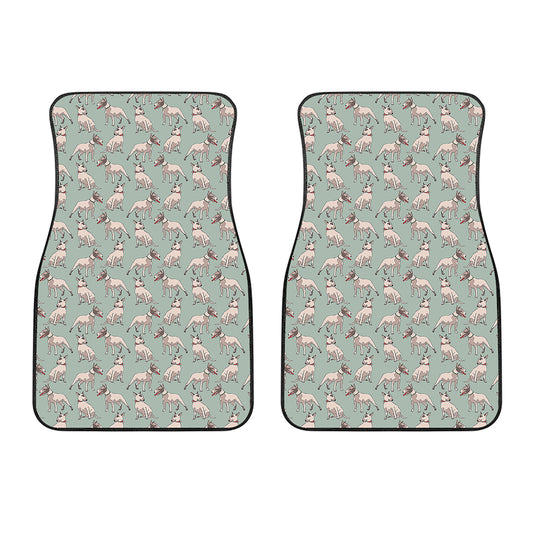 Laurel Green Bull Terrier Pattern Print Front Car Floor Mats