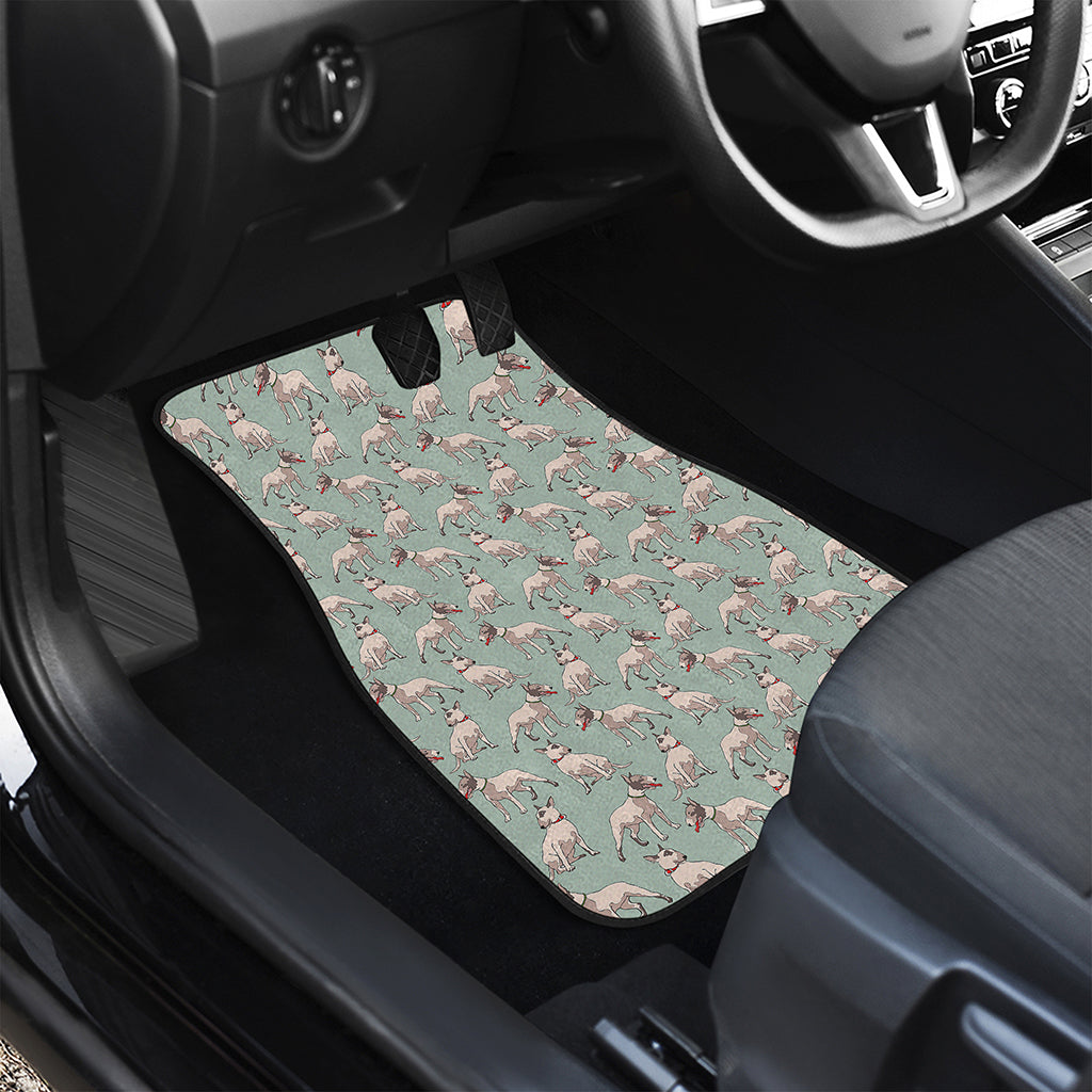 Laurel Green Bull Terrier Pattern Print Front Car Floor Mats