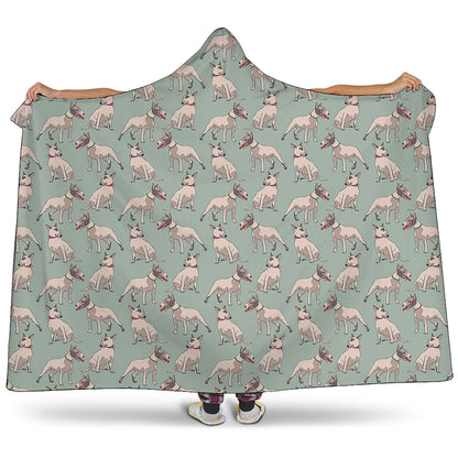Laurel Green Bull Terrier Pattern Print Hooded Blanket