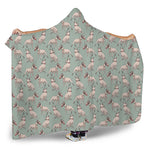Laurel Green Bull Terrier Pattern Print Hooded Blanket