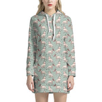 Laurel Green Bull Terrier Pattern Print Hoodie Dress