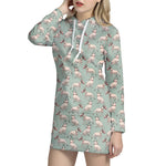 Laurel Green Bull Terrier Pattern Print Hoodie Dress