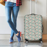 Laurel Green Bull Terrier Pattern Print Luggage Cover