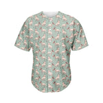 Laurel Green Bull Terrier Pattern Print Men's Baseball Jersey