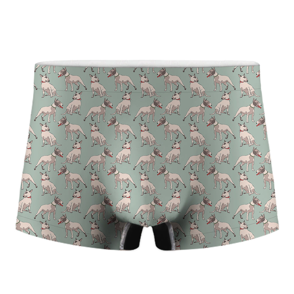 Laurel Green Bull Terrier Pattern Print Men's Boxer Briefs