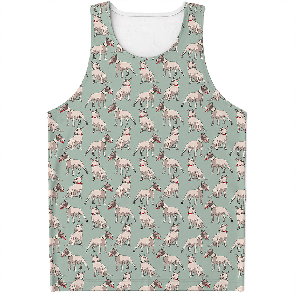 Laurel Green Bull Terrier Pattern Print Men's Tank Top