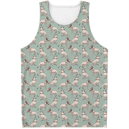 Laurel Green Bull Terrier Pattern Print Men's Tank Top