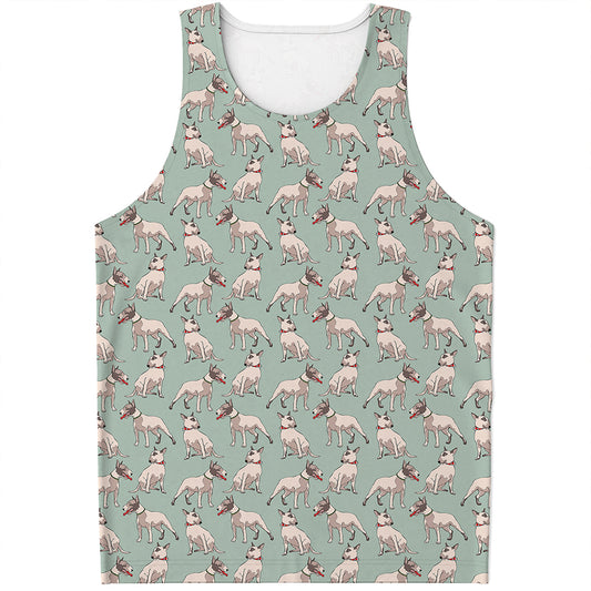 Laurel Green Bull Terrier Pattern Print Men's Tank Top