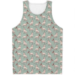 Laurel Green Bull Terrier Pattern Print Men's Tank Top