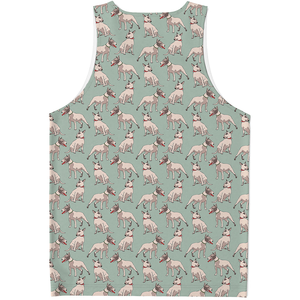 Laurel Green Bull Terrier Pattern Print Men's Tank Top