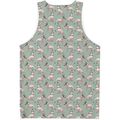 Laurel Green Bull Terrier Pattern Print Men's Tank Top