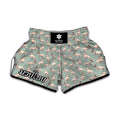 Laurel Green Bull Terrier Pattern Print Muay Thai Boxing Shorts