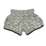 Laurel Green Bull Terrier Pattern Print Muay Thai Boxing Shorts