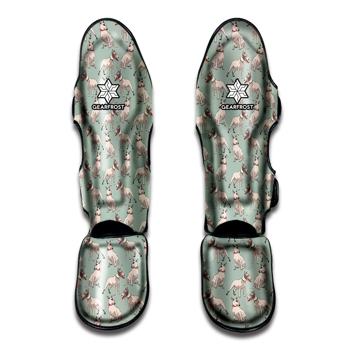 Laurel Green Bull Terrier Pattern Print Muay Thai Shin Guard