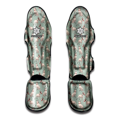 Laurel Green Bull Terrier Pattern Print Muay Thai Shin Guard