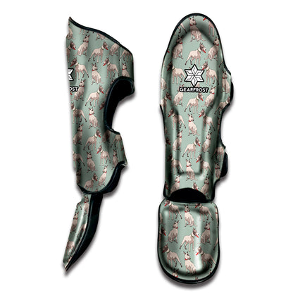 Laurel Green Bull Terrier Pattern Print Muay Thai Shin Guard