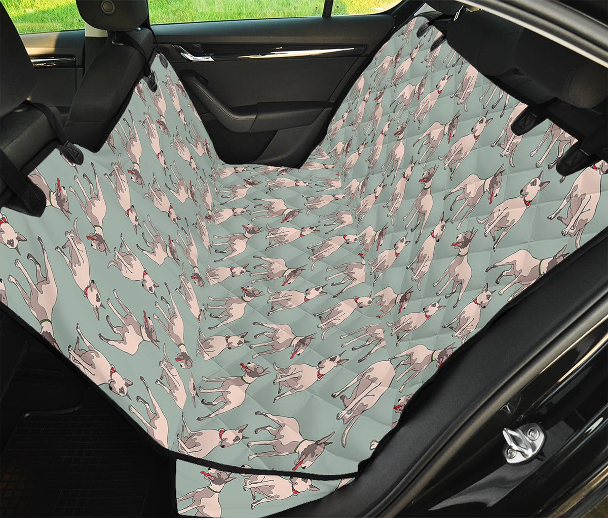 Laurel Green Bull Terrier Pattern Print Pet Car Back Seat Cover