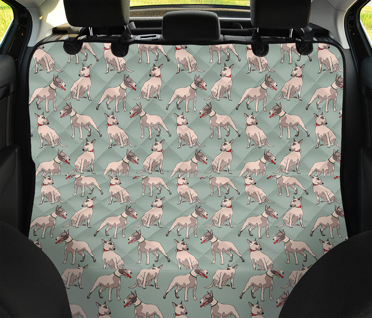 Laurel Green Bull Terrier Pattern Print Pet Car Back Seat Cover