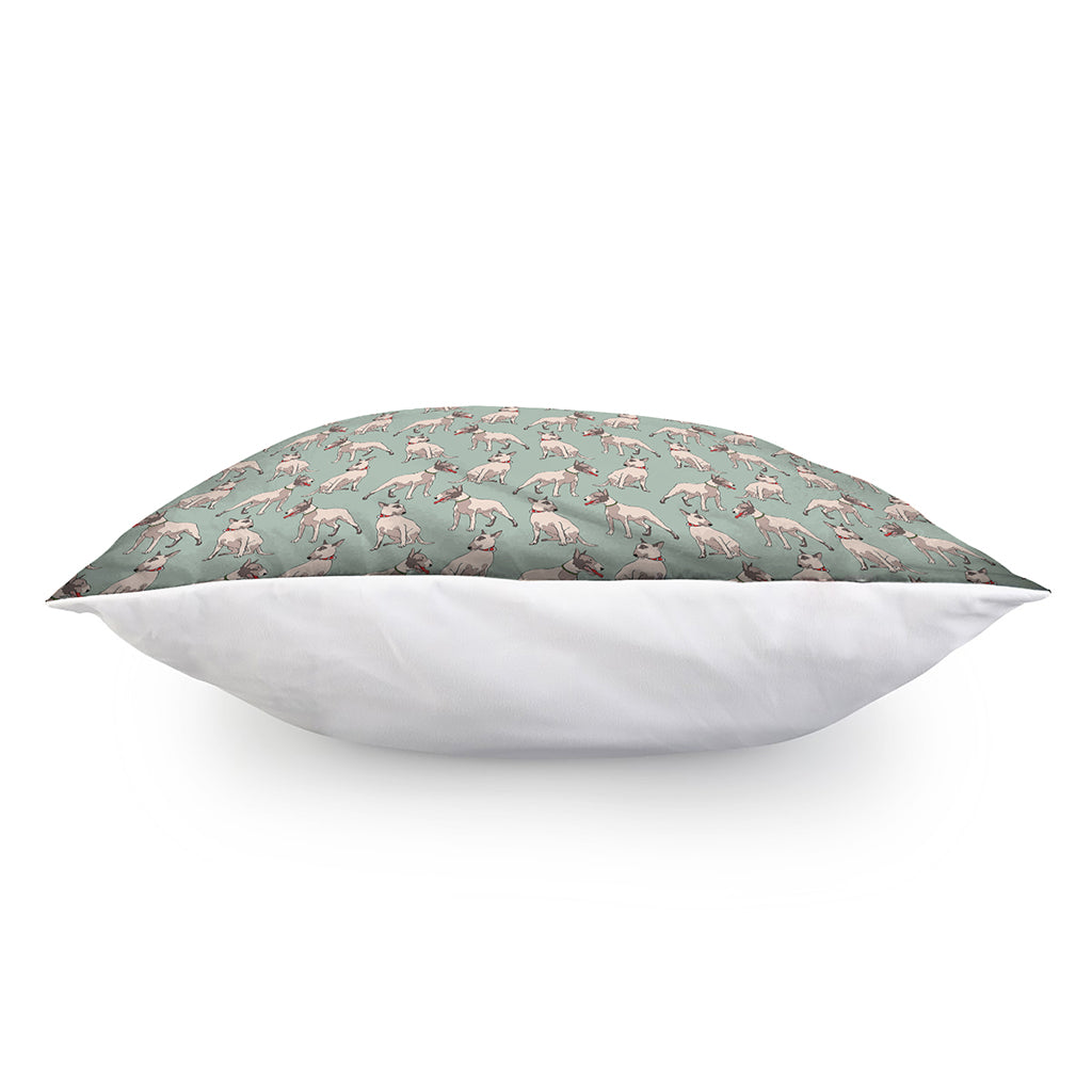 Laurel Green Bull Terrier Pattern Print Pillow Cover