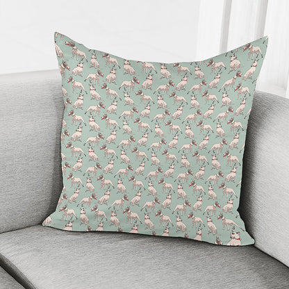 Laurel Green Bull Terrier Pattern Print Pillow Cover