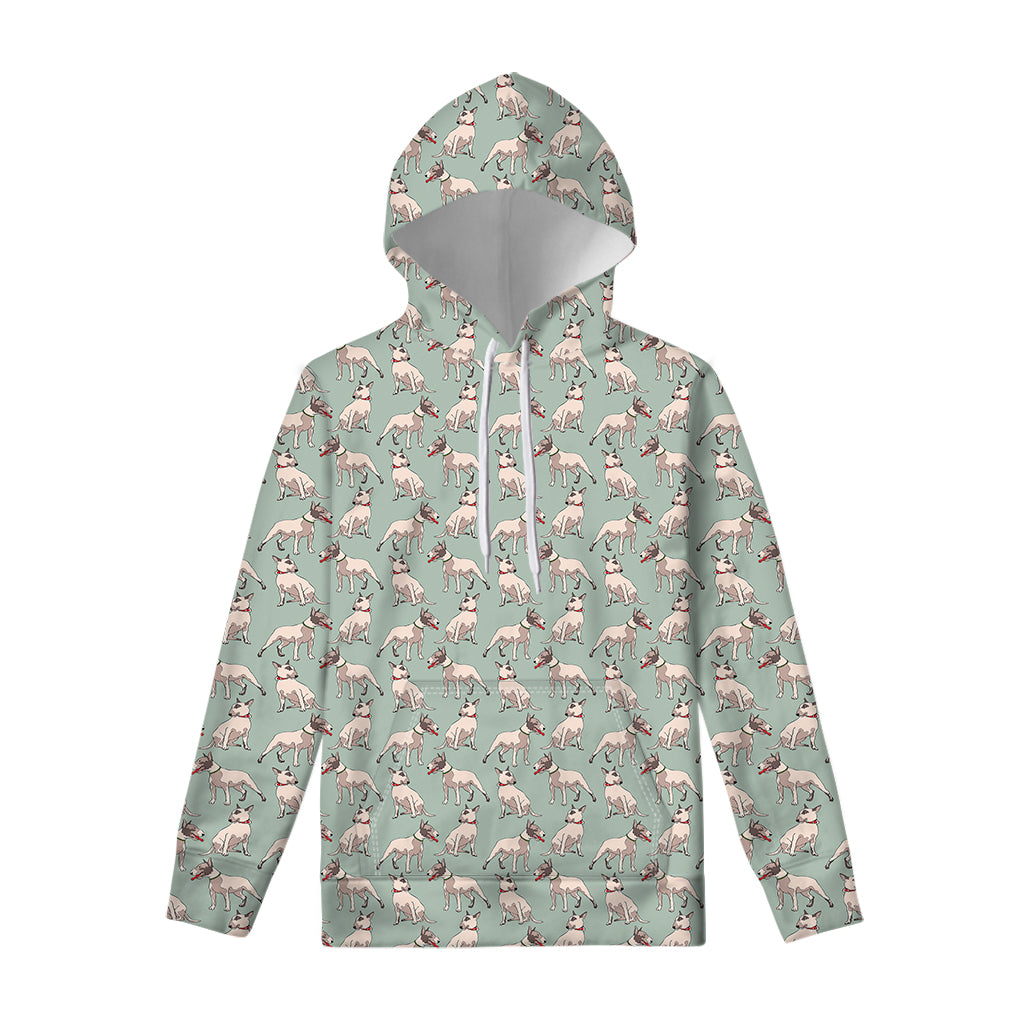 Laurel Green Bull Terrier Pattern Print Pullover Hoodie