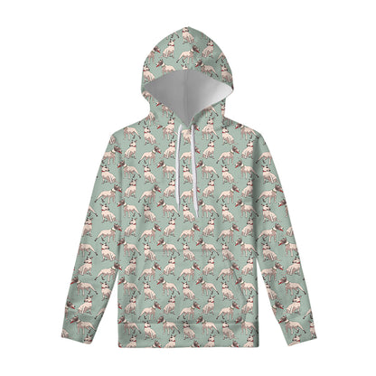 Laurel Green Bull Terrier Pattern Print Pullover Hoodie