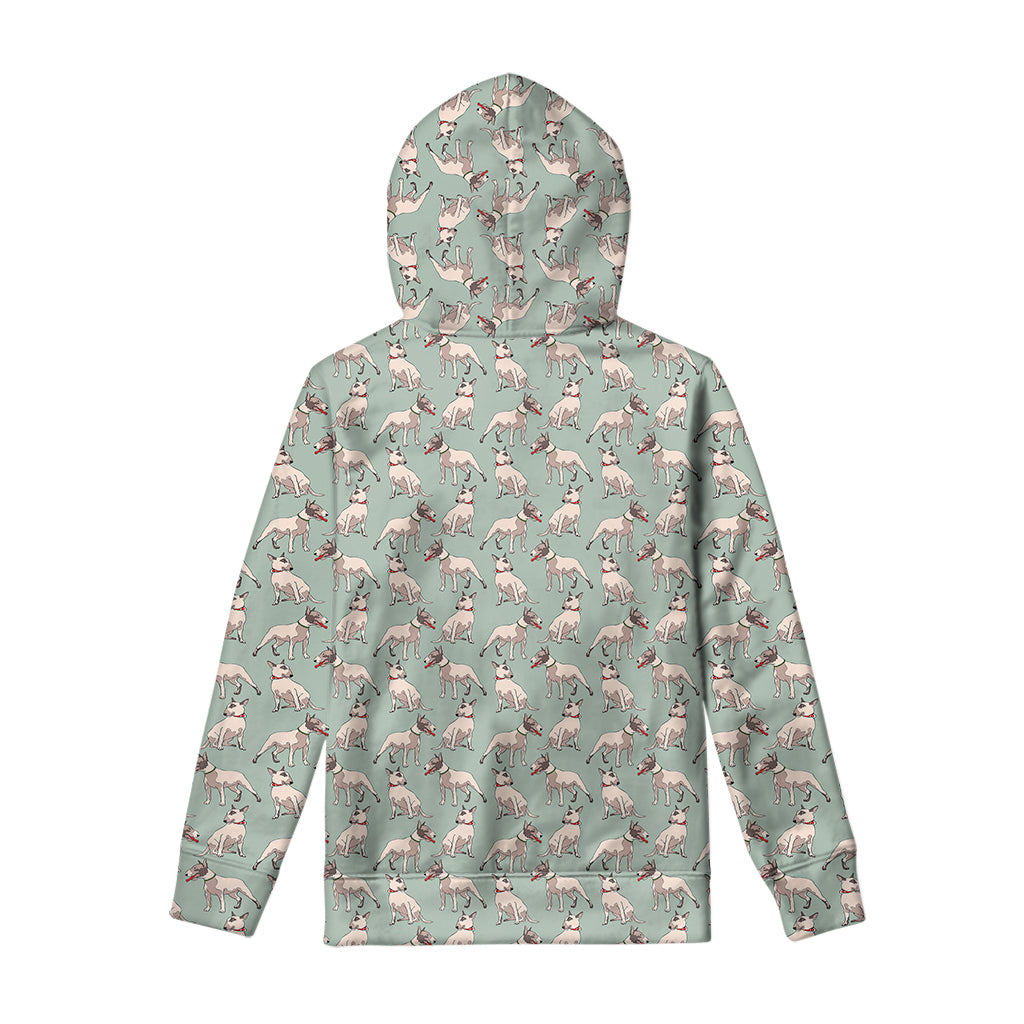 Laurel Green Bull Terrier Pattern Print Pullover Hoodie