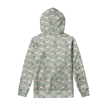 Laurel Green Bull Terrier Pattern Print Pullover Hoodie