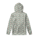 Laurel Green Bull Terrier Pattern Print Pullover Hoodie