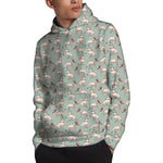 Laurel Green Bull Terrier Pattern Print Pullover Hoodie