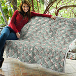 Laurel Green Bull Terrier Pattern Print Quilt