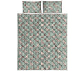 Laurel Green Bull Terrier Pattern Print Quilt Bed Set