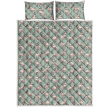 Laurel Green Bull Terrier Pattern Print Quilt Bed Set