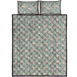 Laurel Green Bull Terrier Pattern Print Quilt Bed Set