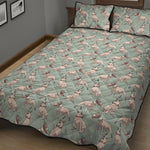 Laurel Green Bull Terrier Pattern Print Quilt Bed Set