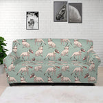 Laurel Green Bull Terrier Pattern Print Sofa Cover